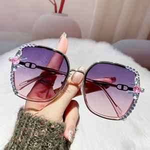 Wholesale High Quality Hot Sale square Stylish Thick <b>Frame</b> Classic Retro UV400 Fashion Diamond Sunglasses for Men for Women - Product Image 1