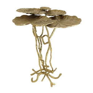 Table d'appoint moderne et élégante en aluminium avec double étagère en verre, table d'appoint design pour la décoration de la maison - Product Image 3
