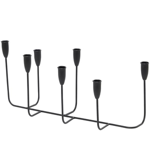 Menorah décorative à 7 bras en aluminium coulé PVD noir mat, design antique, options de personnalisation, décoration de table, décoration intérieure - Product Image 1