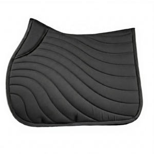 Tapis de selle de saut TOUGH TACK en microfibre beige, motif ondulé matelassé, doublure polaire respirante pour l'entraînement équestre - Product Image 4
