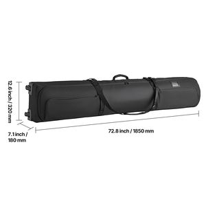 Sac à roulettes pour ski en tissu Oxford imperméable 600D, sac rembourré pour snowboard avec roues pour les voyages en avion jusqu'à 68,9 pouces/175 cm, sangles réglables - Product Image 5
