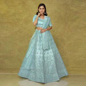 Exclusive Twill <b>Net</b> Lehenga Choli Showcasing Elegant Surface Detailing, Flared Design, Statement Border Accent, Soft Wrap - Product Image 3