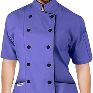 Chaqueta de Chef Ejecutiva de Manga Corta, Uniforme de Cocina, Azul, para Hombre - Product Image 1
