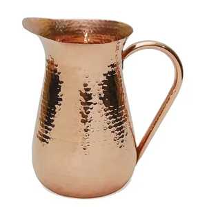 Pichet en cuivre martelé fait main avec poignée, carafe à eau rustique et écologique, vaisselle décorative traditionnelle en métal, ustensiles de cuisine - Product Image 4