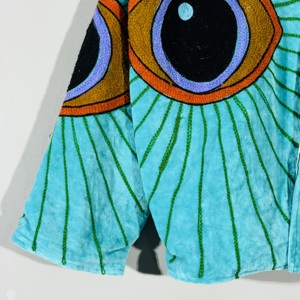 Turquoise <b>Velvet</b> Eye Embroidery Suzani <b>Jacket</b> – Handmade Boho Festival Coat, Artistic Statement Outerwear, Unique - Product Image 6