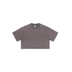 เสื้อยืดผ้าฝ้ายทอสีชมพูฟอกย้อมสไตล์วินเทจ 100% เป็นมิตรกับสิ่งแวดล้อม พิมพ์โลโก้ตามสั่ง ทรงหลวม สั้น สำหรับผู้หญิง ใส่ได้ในฤดูร้อน - Product Image 4