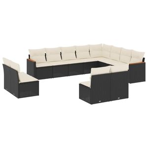 Conjunto de Sofás Modulares Grandes de Ratán PE Negro para Jardín, Muebles de Patio con Diseño Moderno y Elegante - Product Image 2