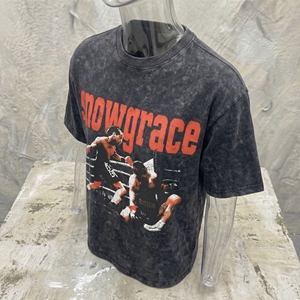 T-shirt à manches courtes pour homme Snowgrace, imprimé tie-dye noir surdimensionné, style streetwear, col rond, jersey en coton - Product Image 5