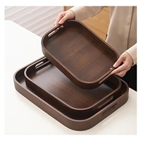 Ensemble de plateaux de service modernes de luxe en aluminium et bois, écologiques, avec poignées, design emboîtable, pour le thé/le café, les anniversaires et les mariages