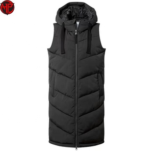 Chaqueta de plumón con capucha para mujer, chaleco acolchado, ropa de abrigo de invierno, chaqueta larga con cremallera, chaqueta larga de plumón con capucha - Product Image 1
