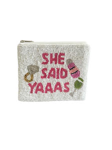 Porte-monnaie perlé mariée en gros avec fermeture à glissière fête de mariage pochette cadeau de demoiselle d'honneur sac de proposition Mme - Product Image 6