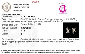 1.3 Carat Square Shape Diamond Cluster <b>Stud</b> <b>Earrings</b> 18K Solid White Gold <b>Fine</b> Jewelry Wedding & Anniversary Gift Ready To Ship - Product Image 5