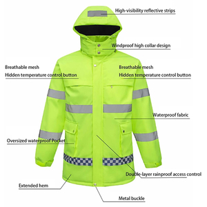 Veste de sécurité pour homme en polyester 100% respirant, réfléchissant, écologique, haute visibilité, pour le travail en hiver, avec poche et logo sur le devant - Product Image 3