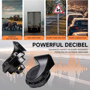 Kit Universale Clacson Elettrico a Doppio Tono Impermeabile 12V Nero per Auto Tacoma - Product Image 5