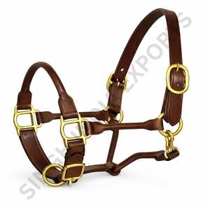 SIE Harnais de cheval en cuir véritable, réglable, de qualité supérieure, avec quincaillerie en laiton massif, équestre anglais et western - Product Image 5