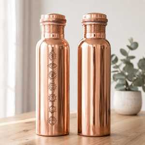BURAQ HANDICRAT Copper Water <b>Bottle</b> 1L Design for Travel - Product Image 1