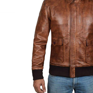 Low MOQ High Quality 100% Genuine <b>Leather</b> <b>Jacket</b> Custom Fashion Men Black Solid Breathable Vintage Style Autumn - Product Image 6