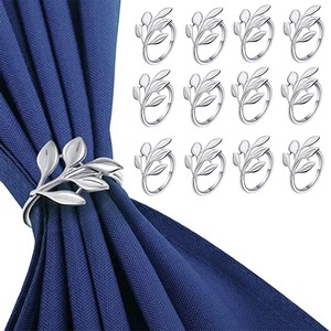 Modern Leaf Shape <b>Napkin</b> Rings <b>Silver</b> Finished Durable Table Decoration Wedding Set Of 6 Pcs - Product Image 5