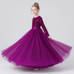 Vestido de Princesa de Lujo en Terciopelo Morado con Lentejuelas Bordadas y Malla Suave para Niñas, Vestido de Fiesta, Fabricante al por Mayor, OEM, ODM - Product Image 6