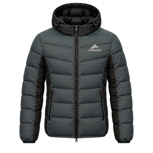 Men's Hooded Puffer Jacket <b>Warm</b> Quilted Winter Outdoor <b>Coat</b> Lightweight <b>Waterproof</b> Jacket One Apex - Product Image 1