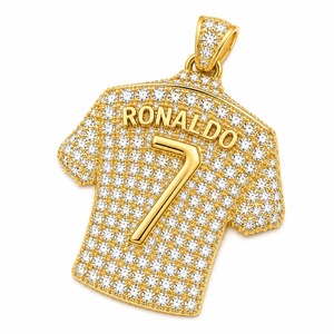 Venta al por Mayor Personalizada No. Collar de Hip Hop con Colgante de Camiseta de Fútbol, 7 Piezas, Oro de 18K, Diamantes Cultivados en Laboratorio, para Hombre - Product Image 6