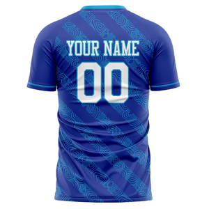 เสื้อฟุตบอลแบบซับลิเมชั่นคุณภาพสูง 100% โพลีเอสเตอร์ ระบายอากาศได้ดี น้ำหนักเบา แห้งเร็ว ไร้ตะเข็บ คอวี แขนสั้น ใส่ได้ทั้งชายและหญิง - Product Image 3