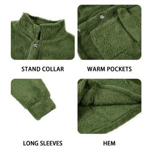 Veste polaire Sherpa boutonnée pour homme, en laine d'agneau fourrée, chaude pour l'hiver, avec logo personnalisé, vente en gros - Product Image 5