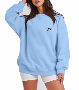 Sweat-shirt à col rond pour femme, pull à manches longues, sweat-shirt décontracté uni, logo personnalisé, OEM ODM, vêtements en gros - Product Image 1