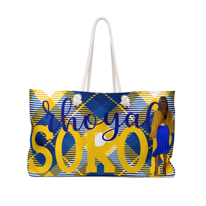 Sigma Gamma Rho Rhoyal Blue And Gold Rhoyal Soror 1922 Weekender <b>Bag</b> SGRHO Travel Tote <b>Large</b> Capacity <b>Gift</b> <b>Bag</b> - Product Image 1