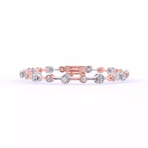 Customized Round Shape Moissanite Diamond <b>Bracelet</b> Bezel Setting 18K Yellow/ White/ Rose Gold Diamond <b>Bracelet</b> for Women - Product Image 6