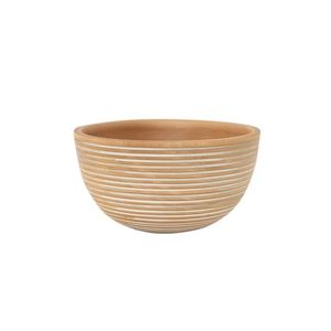 Bol sur piétement en bois de manguier sculpté à la main - Bol à fruits rond en bois durable pour îlot de cuisine et centre de table de luxe - Product Image 6