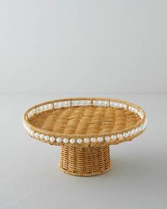 Elegant Rattan Cake Stand With Bamboo Base For <b>Cupcake</b> Display And Stylish Home Dining Decoration - Product Image 2