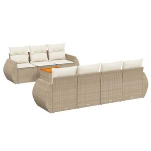 Grand ensemble de canapés de jardin modulaires d'extérieur en rotin PE beige, élégant et confortable - Product Image 2