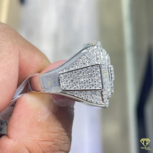 Hip Hop Moissanite Diamond Ring For Men Baguette Halo White Gold Luxury Party Jewelry Ring - Product Image 3