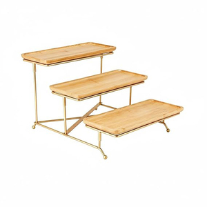 <b>3</b>-<b>Tier</b> Dessert <b>Stand</b> Space-Saving <b>3</b>-<b>Tier</b> <b>Cake</b> <b>Stand</b> Compact Storage Serveware Multi-Purpose for Party, Metal & Wood <b>Cake</b> <b>Stands</b> - Product Image 1