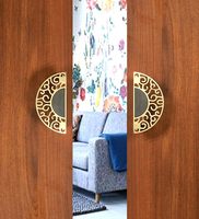 Poignée de porte ronde en laiton de qualité supérieure avec motif de feuillage pour porte principale, design Art Déco, poignée décorative robuste pour la maison et le bureau