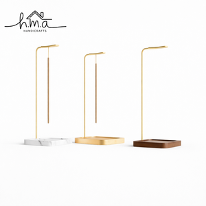 Modern Hanging Incense Holder with Marble Metal and Wooden Base Minimalist Agarbatti Stand Ash Catcher Decorative Home Fragrance - Product Image 1