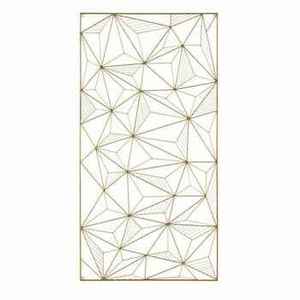 Geometric Metal <b>Wall</b> Shelf Abstract <b>Design</b> Minimalist Home Decor Living Room Accent Gold <b>Frame</b> Wood Top Single Piece - Product Image 3