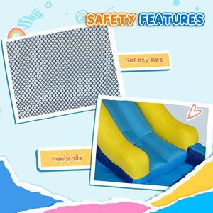 Struttura Gonfiabile 5 in 1 per Divertimento Acquatico con Scivolo, Piscina, Trampolino, Parete da Arrampicata e Cannone, con Soffiatore da 550W - Product Image 6