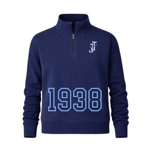 เสื้อพูลโอเวอร์คอซิปสีน้ำเงินกรมท่า แขนยาว ผ้าคอตตอนผสมเนื้อนุ่ม สไตล์ลำลอง แฟชั่นใส่ได้ทุกวัน เสื้อผ้าสไตล์ลำลอง - Product Image 1