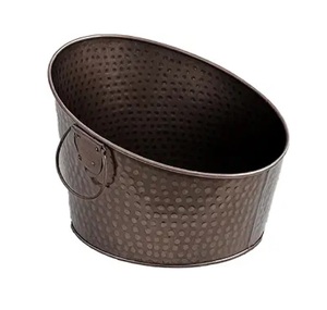 Bac à Boissons Galvanisé pour Fêtes, Seau à Boissons Ovale avec Poignées, Finition Cuivre Colt, Seau à Vin pour la Maison - Product Image 6