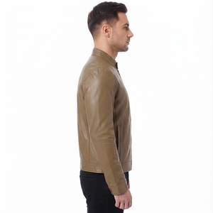 RNSHANGER <b>Mens</b> Motorcycle PU Casual <b>Jacket</b> Slim Fit <b>Short</b>-Coat Lapel Spring Zipper Stand Windproof - Product Image 4