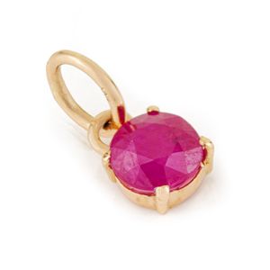 Pendentif en rubis rond brillant de 5 mm de haute qualité, pierre unique, bijou minimaliste et délicat pour filles, fournisseur, or jaune 14 carats - Product Image 3