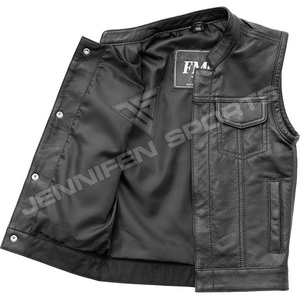 Gilet de motard en cuir de vachette pour homme, style personnalisé, gilet de motard en cuir de haute qualité avec plusieurs poches - Product Image 2