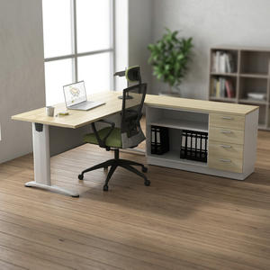 Bureau d'ordinateur moderne et durable, réglable, avec 4 tiroirs, plateau en bois, meuble de bureau commercial autoportant pour la maison et le bureau - Product Image 3