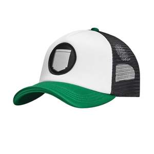 Casquette trucker personnalisée verte et blanche, haute qualité, devant en mousse, dos en mesh, fermeture snapback, pour événements promotionnels, vêtements d'équipe. - Product Image 1
