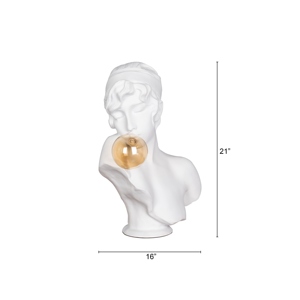 Sculpture de buste de femme moderne en chewing-gum, statue de visage contemporaine, décoration artistique en résine, buste classique blanc avec chewing-gum de luxe - Product Image 2