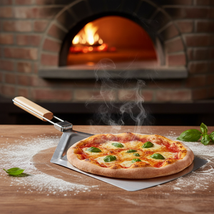 Pala Redonda Metálica para Pizza con Mango de Madera, Pala Grande para Hornear en Horno y Uso Profesional en Cocina - Product Image 4
