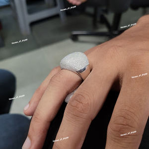 Anillo de plata de ley 925 con diamantes de moissanita, anillo de lujo con incrustaciones completas para hombre, estilo hip hop audaz y brillante. - Product Image 3