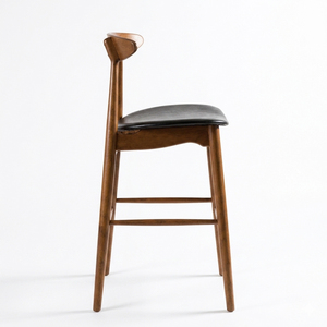 Tabouret de bar commercial scandinave moderne de luxe en teck indonésien durable avec siège rembourré – Confort et style pour votre mobilier de bar - Product Image 2